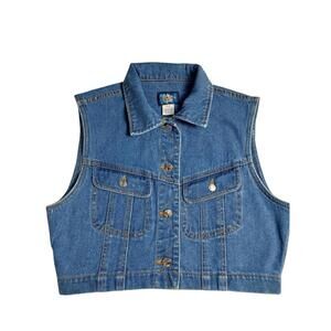 Vintage Dixie Blues Denim Vest Women Medium Blue Cotton |Débardeur Jeans Vintage